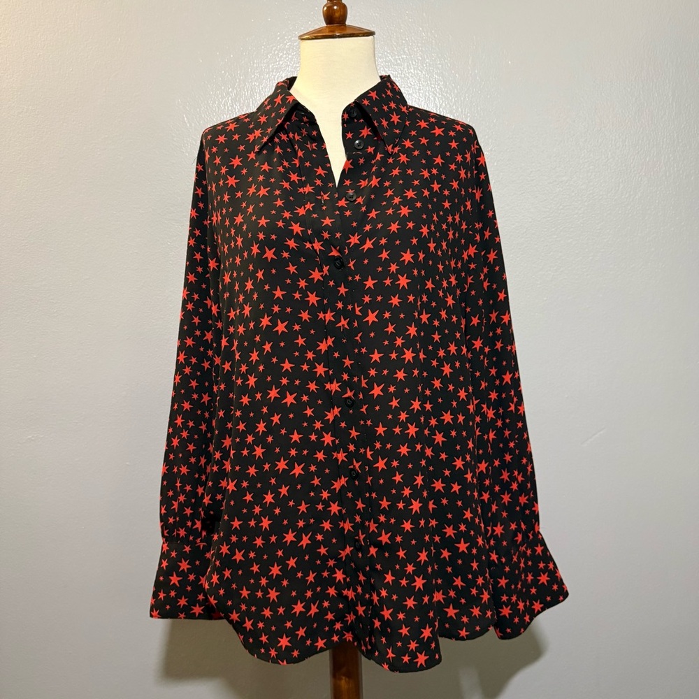 M&S Red Star Black Blouse